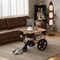 Vintiquewise Farmhouse Wagon-Style End Table with Storage Shelf & Rolling Wheels Vintage Wood Accent Table for Living Room Bedroom or Entryway Compact Decorative Multi-Functional & Stylish Display